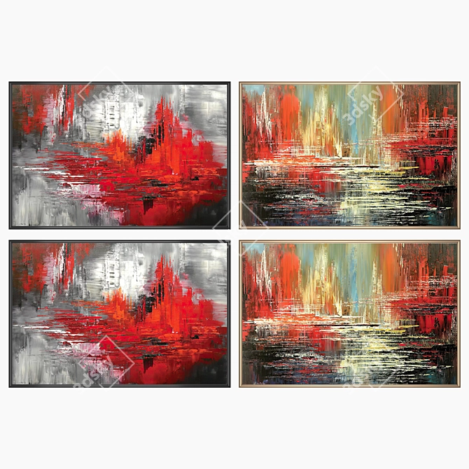 Modern Wall Art Set with Frames 3D model image 2