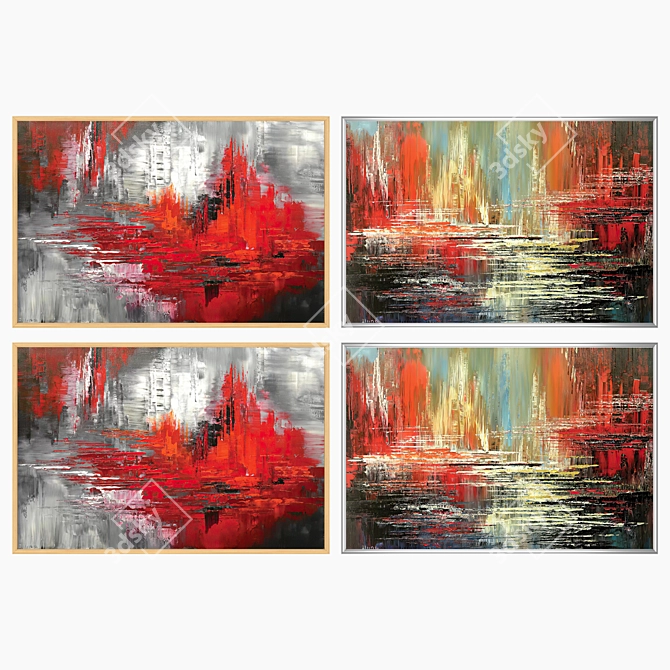 Modern Wall Art Set with Frames 3D model image 3