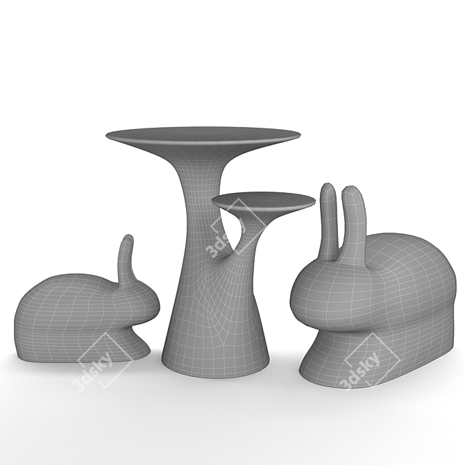 Qeeboo Rabbit Tree: A Modern Twist on a Round Table 3D model image 5