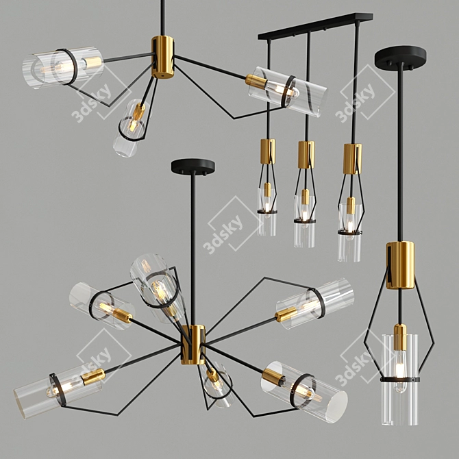 Sleek Salut Pendant Light Collection 3D model image 3