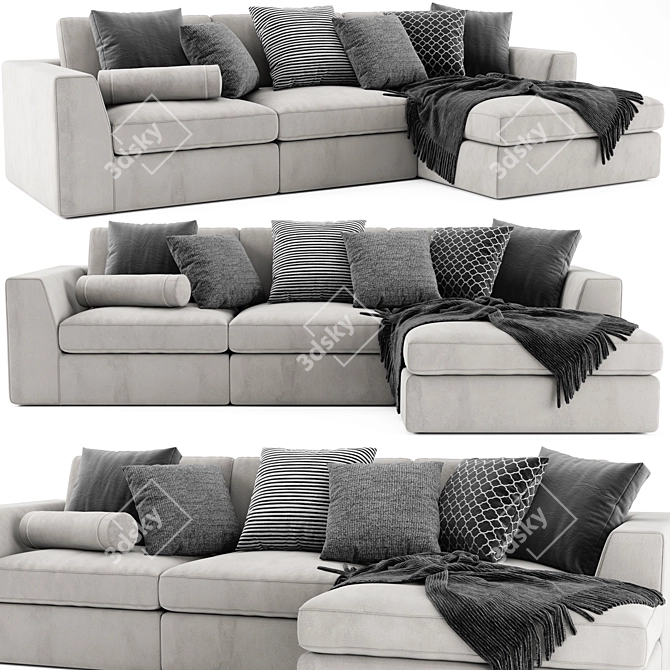 Meridiani Louis Small Modular Sofa: Versatile Design, Premium Comfort 3D model image 1