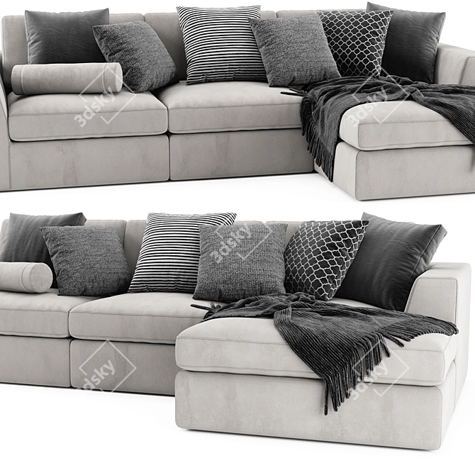 Meridiani Louis Small Modular Sofa: Versatile Design, Premium Comfort 3D model image 2