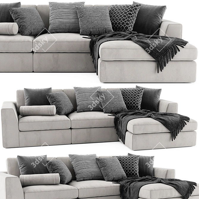 Meridiani Louis Small Modular Sofa: Versatile Design, Premium Comfort 3D model image 3