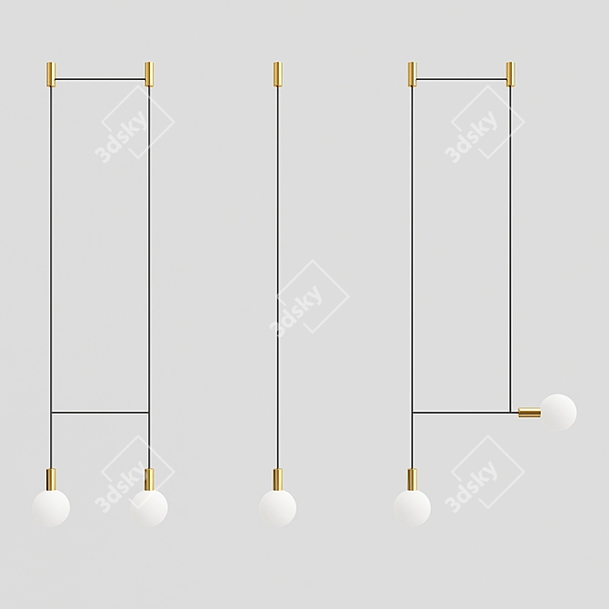 Sleek Line Pendant Chandelier 3D model image 1