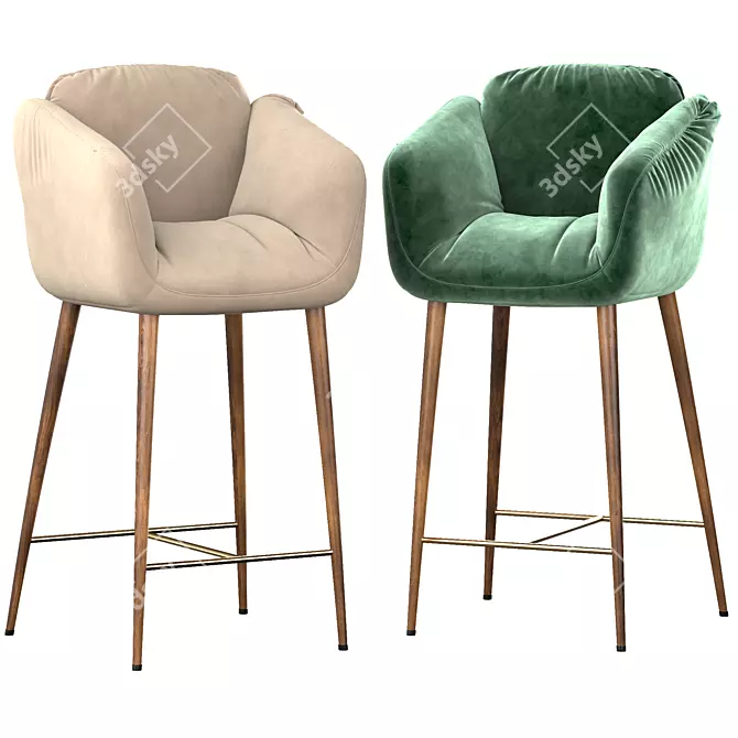 Elegant Jolie Barstool Collection 3D model image 1