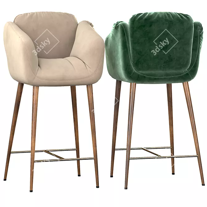 Elegant Jolie Barstool Collection 3D model image 2