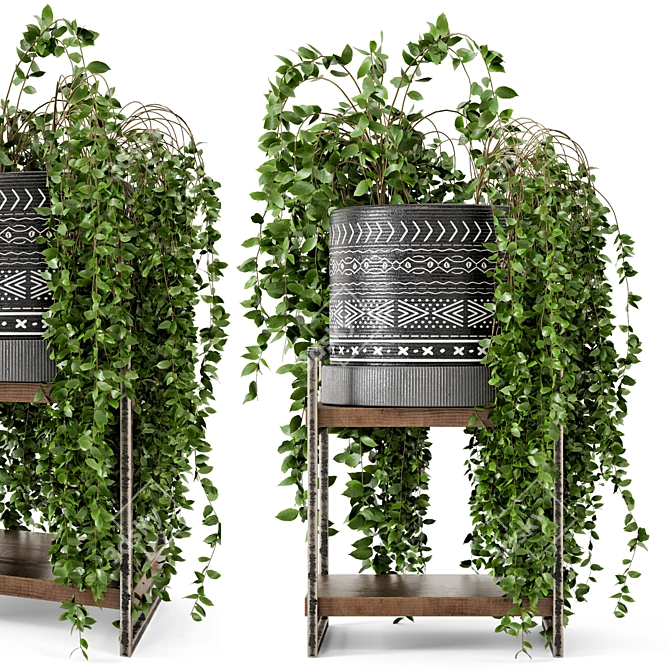 Rusty Concrete Pot Indoor Plants Set 3D model image 1