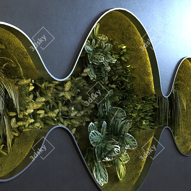 Green Garden Wall Set 3D model image 4