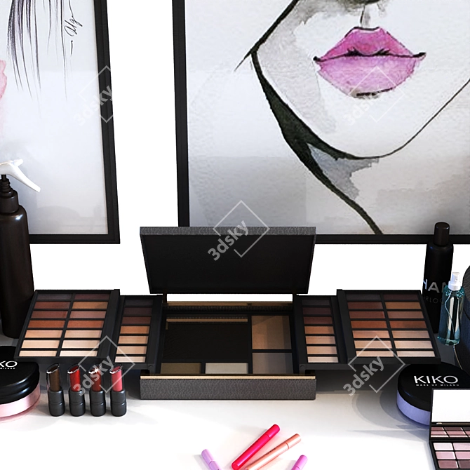 Glamour Beauty Cosmetics Set 3D model image 3