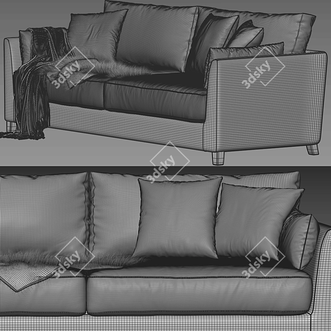 Elegant Meridiani Bisse Sofa 3D model image 3