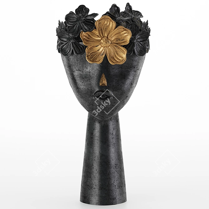 Elegant Floral Girls Bust Sculpture 3D model image 3