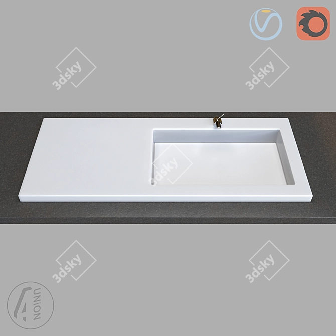 Title: Rectangular Washbasin Overlay 3D model image 1