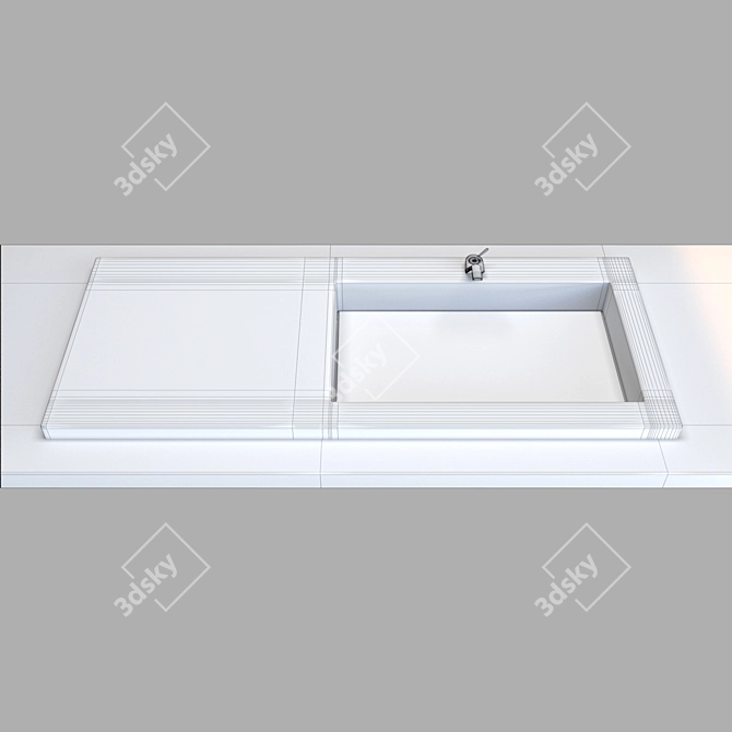 Title: Rectangular Washbasin Overlay 3D model image 2