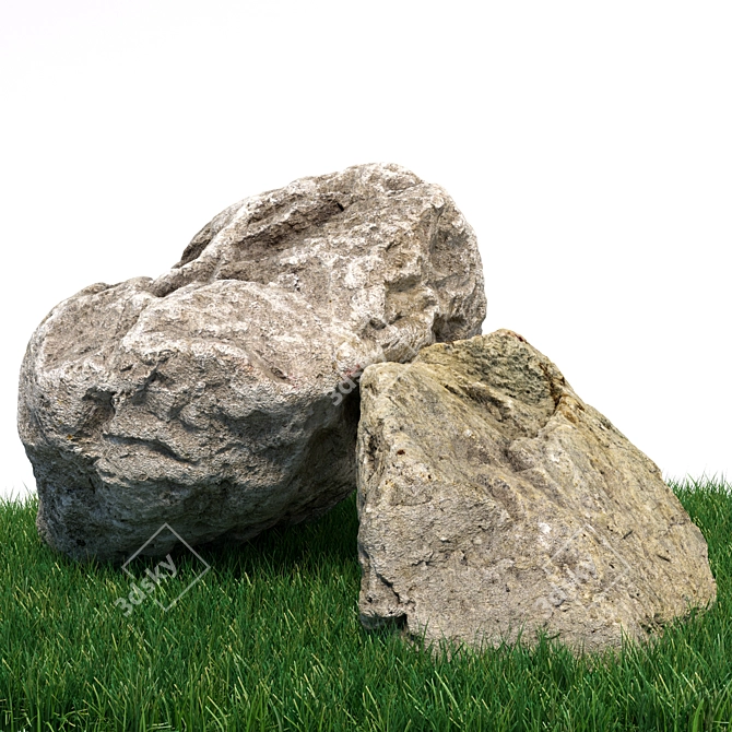 UNIQUE TITLE: Natural Stone Landscape Elements 3D model image 5