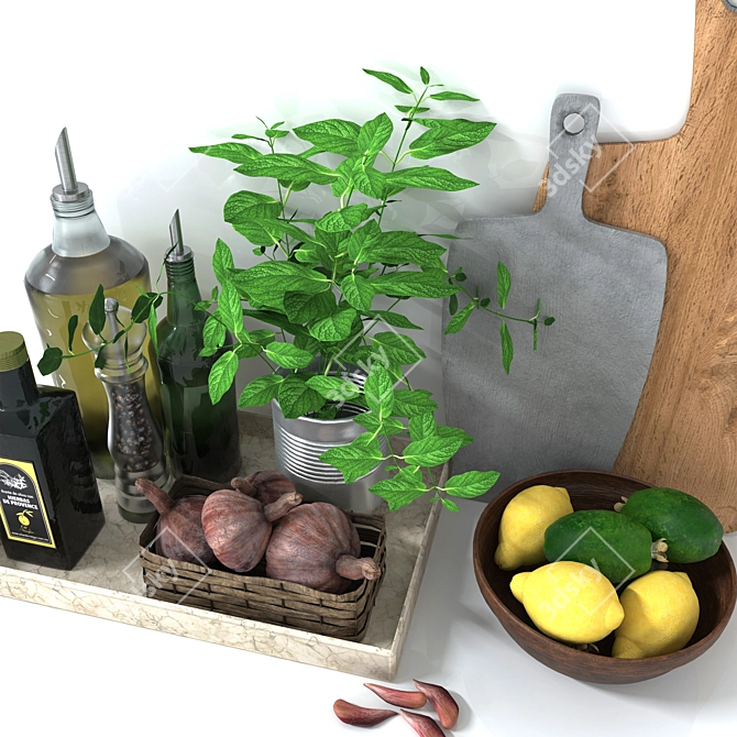 Modern Kitchen Decor Set 3D model image 4