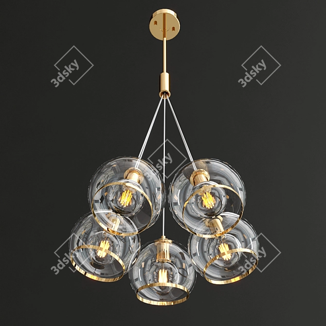 Contemporary Brass and Glass Pendant Lights 3D model image 2