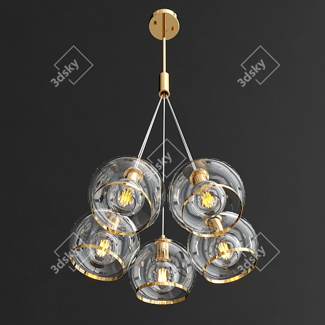 Contemporary Brass and Glass Pendant Lights 3D model image 3