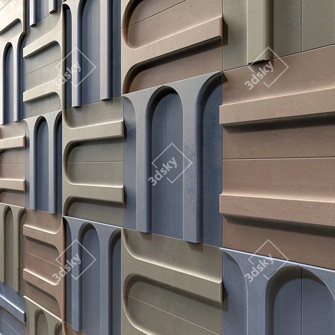 Smooth Panel Arched Windows Decor 3D model image 3