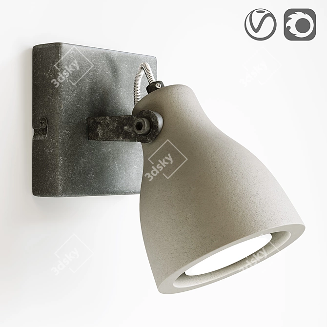 Modern Concrete Base Wall Lamp 3D model image 1