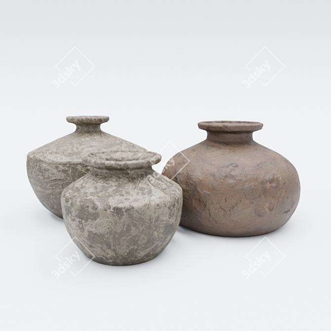 Ethnic Style Vases Set 3D model image 1