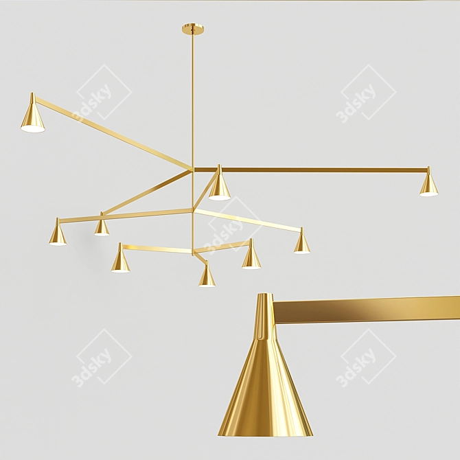 Elegant Luminance: Austere Chandelier 3D model image 1