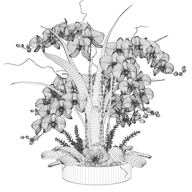 Elegant White Orchid Arrangement 3D model image 3