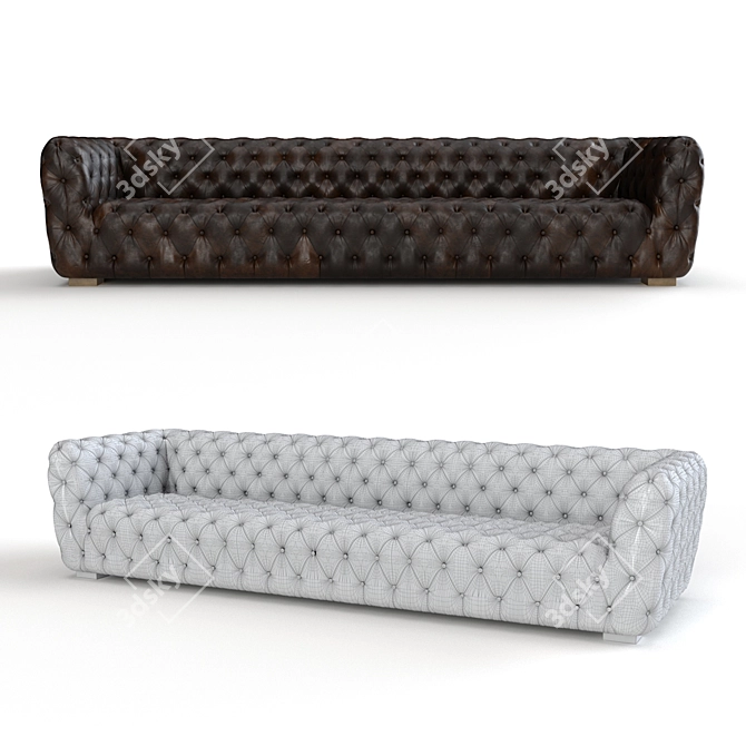 Premium Leather Buttoned Sofa 3D model image 1