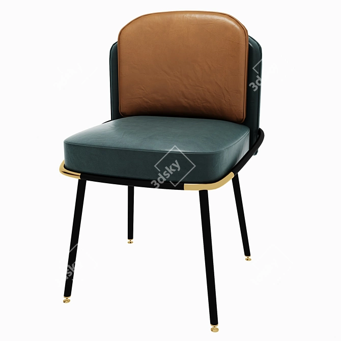 Elegant Bessie Dining Chair: Metal, Leather, Fabric 3D model image 1