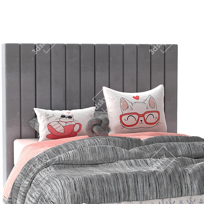 Cozy Cat Blanket Bed Set 3D model image 2