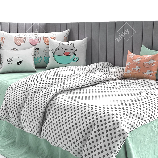 Cozy Cat Blanket Bed Set 3D model image 3