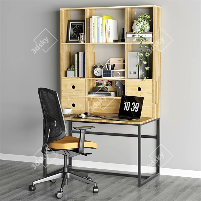 HIBA | Expandable Oak Writing Desk 3D model image 1