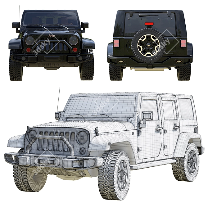 High-detail Jeep 3D Model - 712K Polygons 3D model image 2