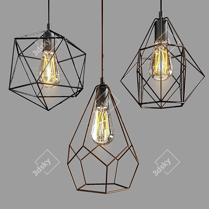 Versatile Pendant Lighting Trio 3D model image 1