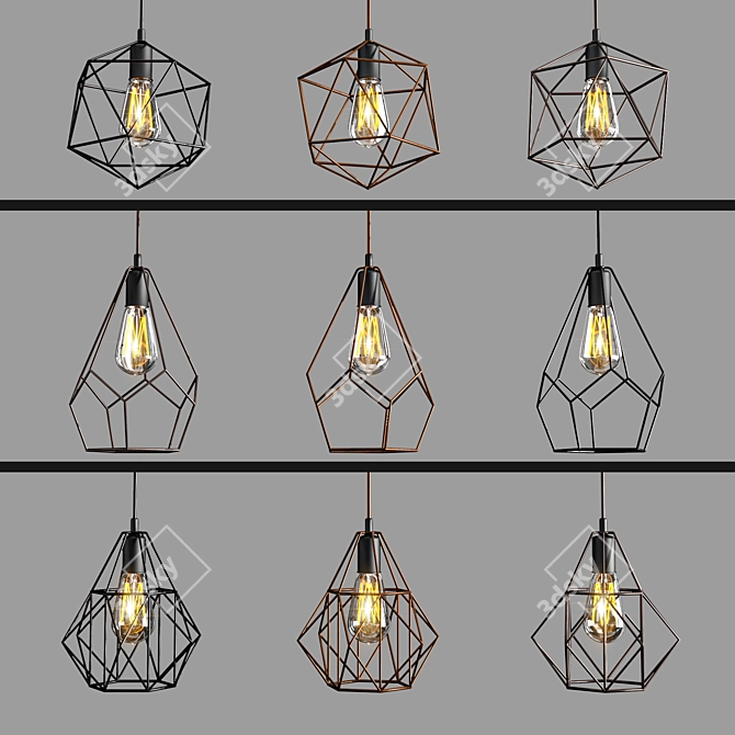 Versatile Pendant Lighting Trio 3D model image 2