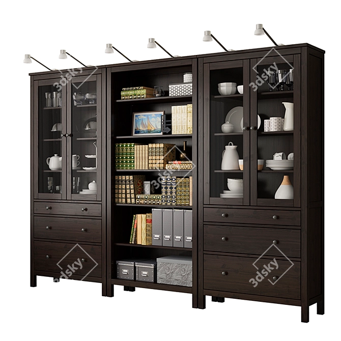 Ikea Hemnes Storage Combo: Stylish Organizer, Black-Brown 3D model image 1