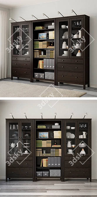 Ikea Hemnes Storage Combo: Stylish Organizer, Black-Brown 3D model image 2