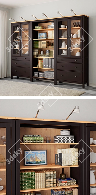 Ikea Hemnes Storage Combo: Stylish Organizer, Black-Brown 3D model image 4