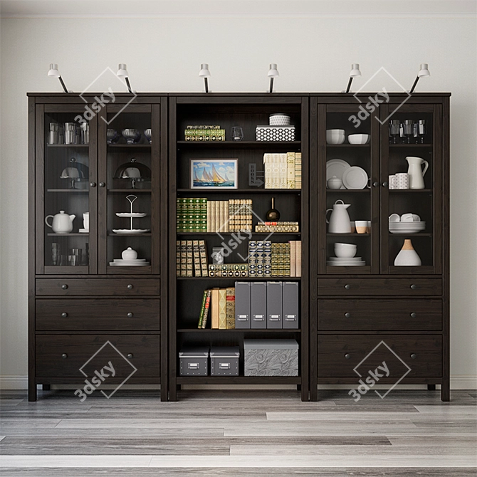 Ikea Hemnes Storage Combo: Stylish Organizer, Black-Brown 3D model image 9