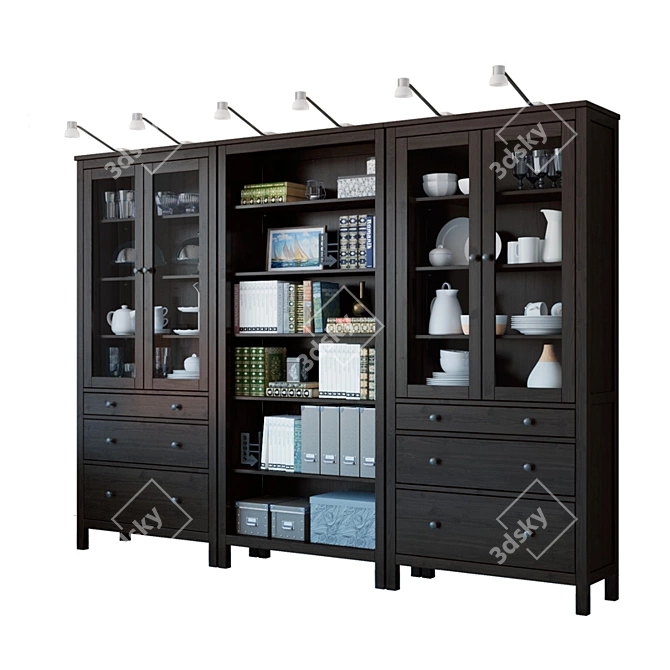 Ikea Hemnes Storage Combo: Stylish Organizer, Black-Brown 3D model image 11