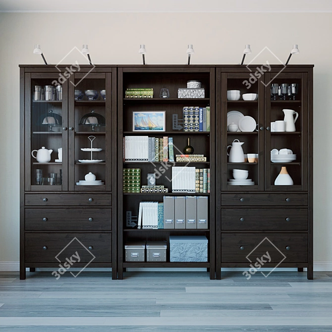 Ikea Hemnes Storage Combo: Stylish Organizer, Black-Brown 3D model image 13