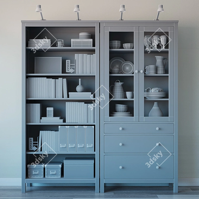 Ikea Hemnes Storage Combo: Stylish Organizer, Black-Brown 3D model image 15
