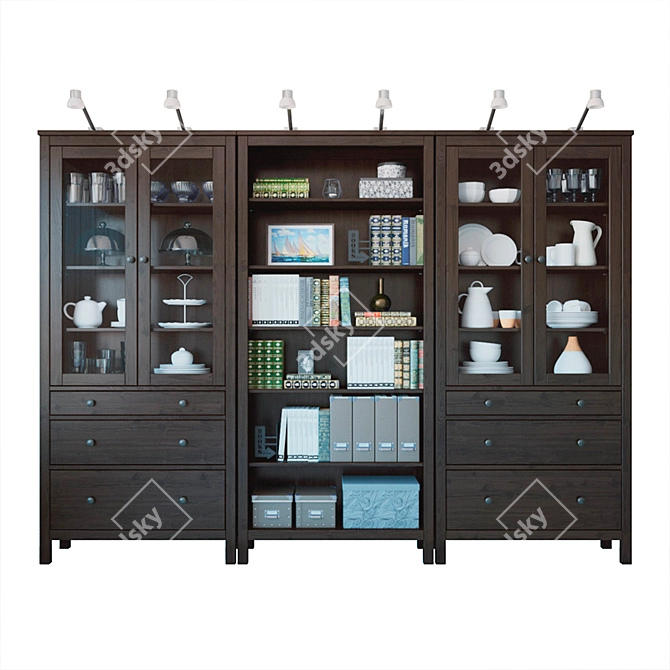 Ikea Hemnes Storage Combo: Stylish Organizer, Black-Brown 3D model image 19