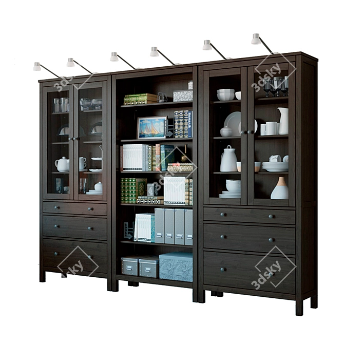 Ikea Hemnes Storage Combo: Stylish Organizer, Black-Brown 3D model image 25