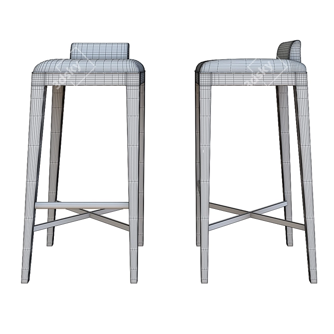 Elegant Ava Stool: Fabric & Wood 3D model image 4