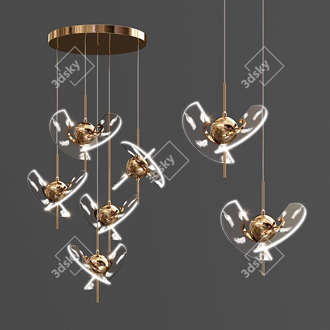 Contemporary Metal Art Chandelier 3D model image 1