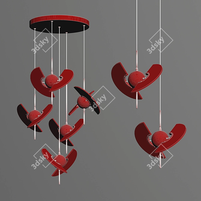 Contemporary Metal Art Chandelier 3D model image 2