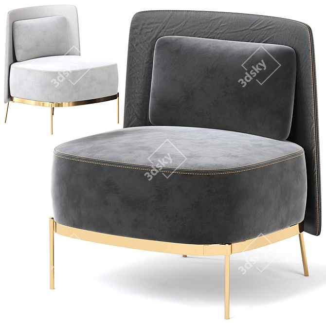 Modern Minotti Tape Armchair 3D model image 2