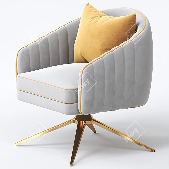 Elegant Pleated Swivel Chair 3D model image 3