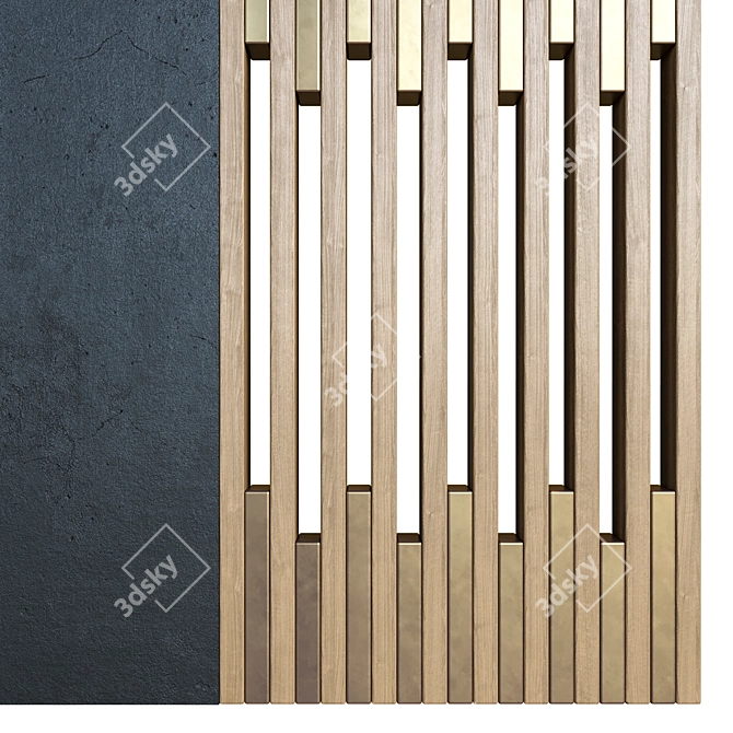 Title: Slatted Partition Panel 3D model image 2