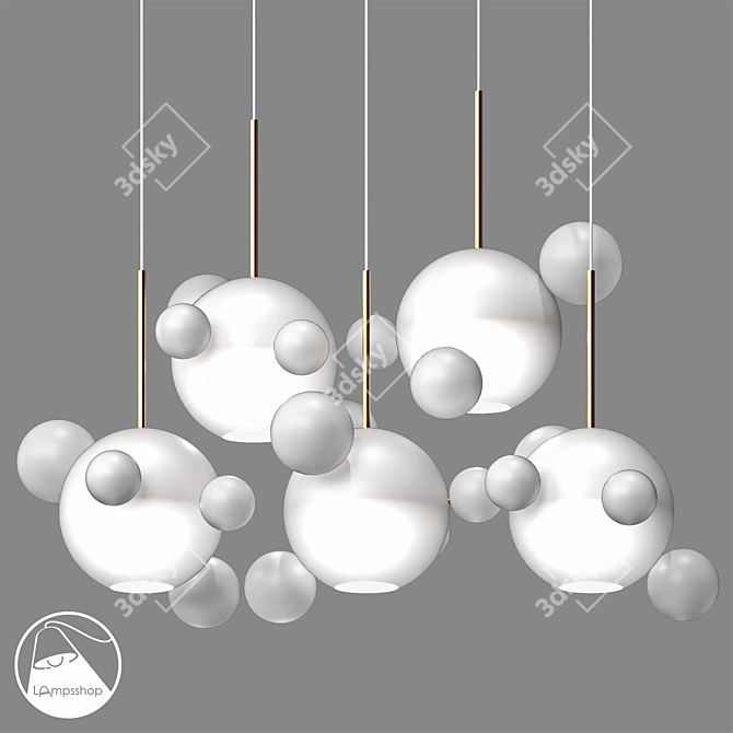 Bolle Bubbles Frosted Pendant Lights 3D model image 1